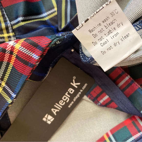 NWT Allegra K plaid Contrast, color, pinafore suspender Mini skirt size L. - Picture 7 of 12